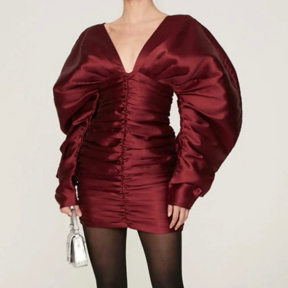 ALIÉTTE rushed mini burgundy dress Sz 8